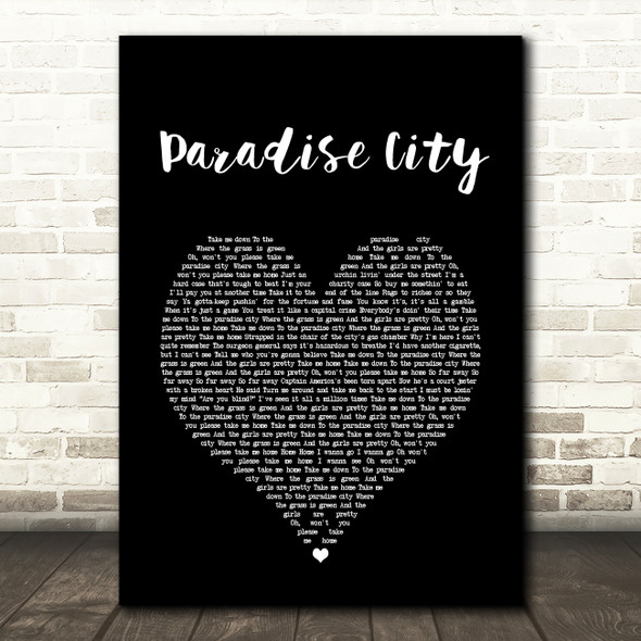 Guns N' Roses Paradise City Black Heart Song Lyric Art Print