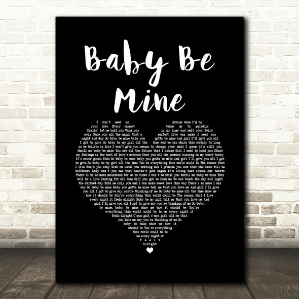 Michael Jackson Baby Be Mine Black Heart Song Lyric Art Print