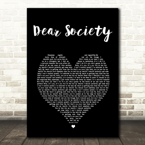 Madison Beer Dear Society Black Heart Song Lyric Art Print