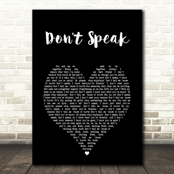 No Doubt Dont Speak Black Heart Song Lyric Art Print