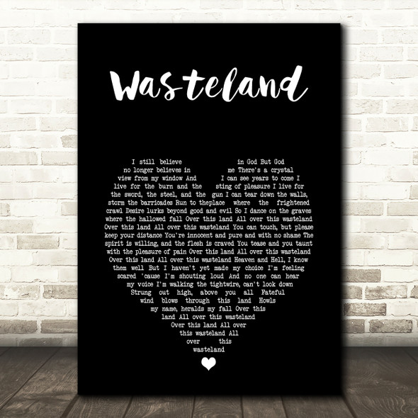 The Mission UK Wasteland Black Heart Song Lyric Art Print