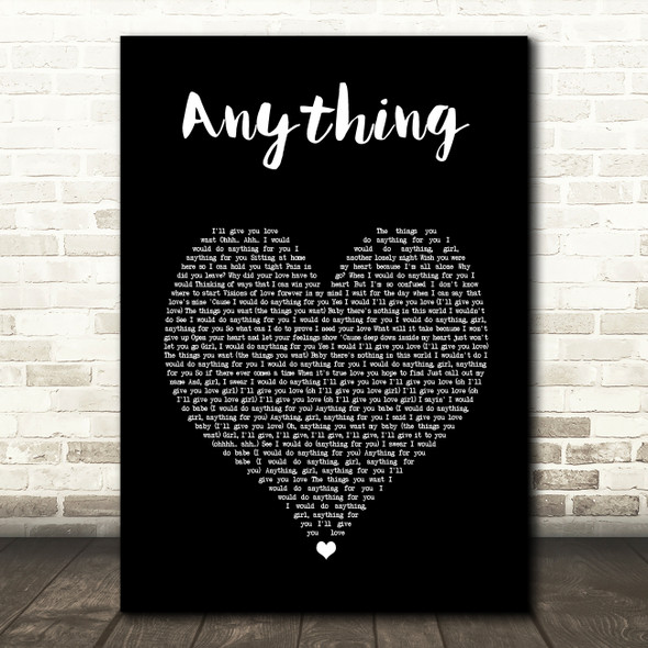 3T Anything Black Heart Song Lyric Art Print