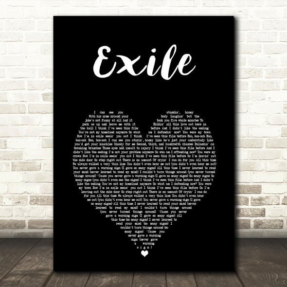 Taylor Swift Exile Black Heart Song Lyric Art Print