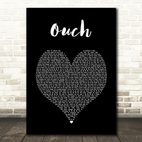 N-Dubz Ouch Black Heart Song Lyric Art Print