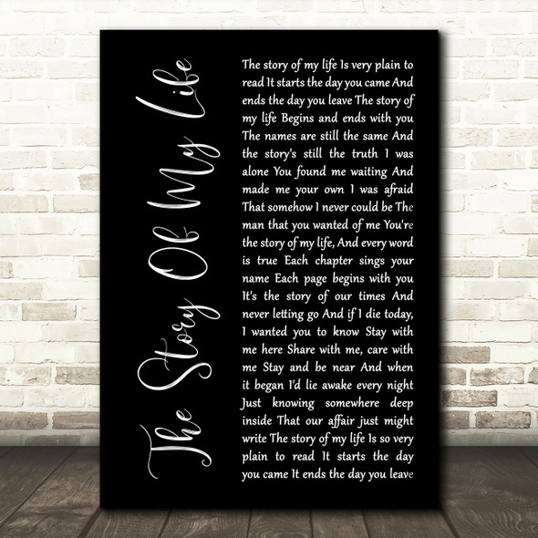 Neil Diamond The Story Of My Life Black Script Song Lyric Art Print