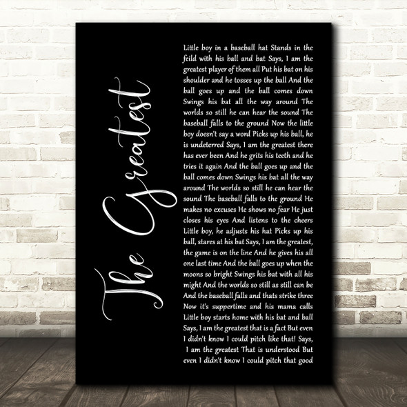 Kenny Rogers The Greatest Black Script Song Lyric Art Print