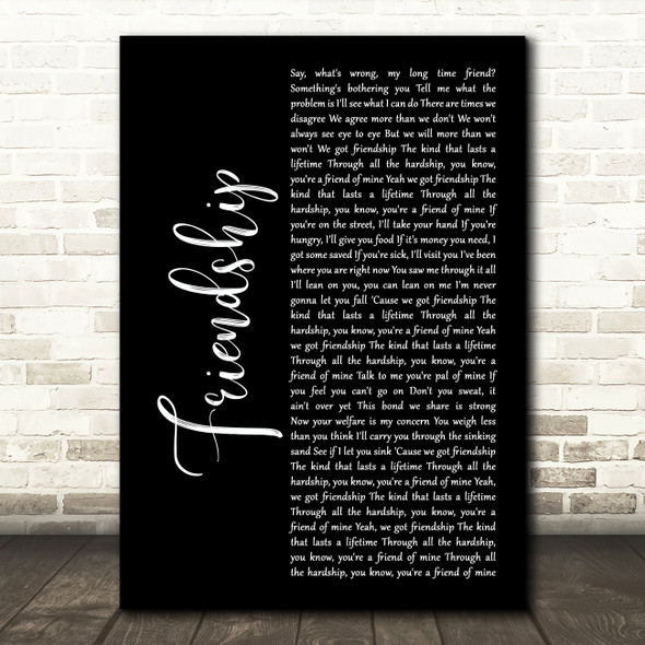 Chris Stapleton Friendship Black Script Song Lyric Art Print