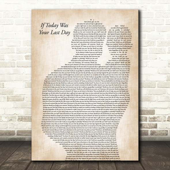 Nickleback If Today Was Your Last Day Father & Baby Song Lyric Art Print