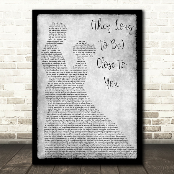 The Carpenters (They Long To Be) Close To You Grey Man Lady Dancing Song Lyric Art Print
