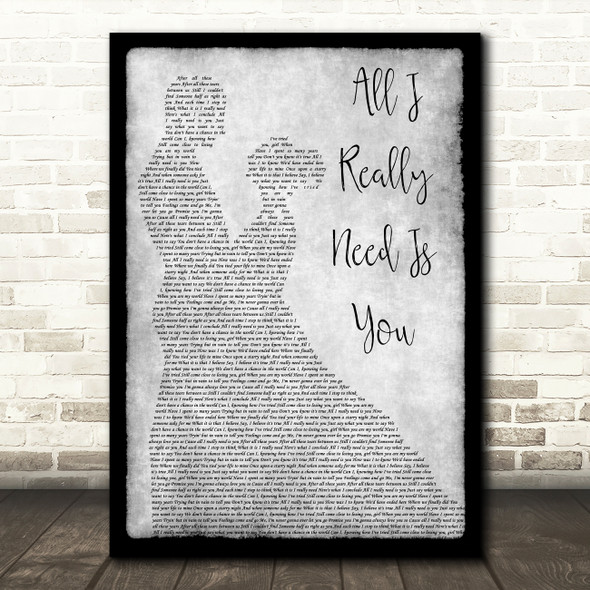 Neil Diamond All I Really Need Is You Grey Man Lady Dancing Song Lyric Art Print