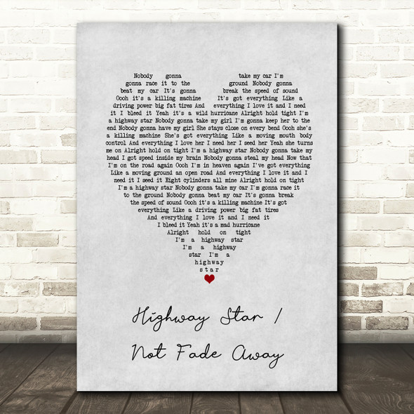 Deep Purple Highway Star Not Fade Away Grey Heart Song Lyric Art Print