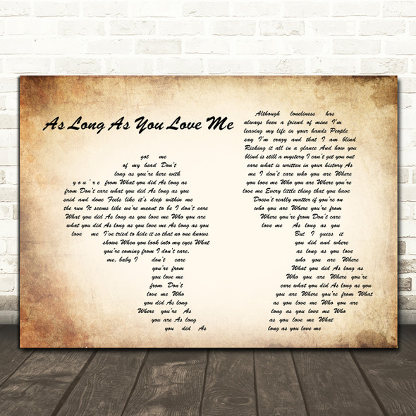 Backstreet Boys As Long As You Love Me Man Lady Couple Song Lyric Quote Print