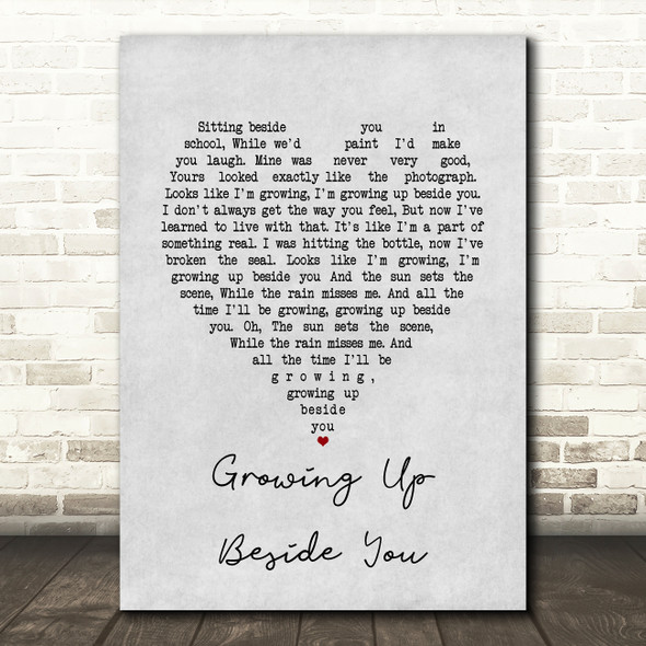 Paolo Nutini Growing Up Beside You Grey Heart Song Lyric Art Print