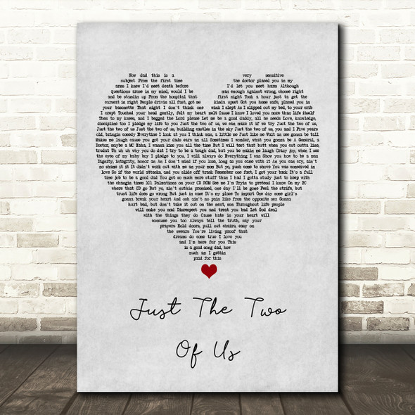 Will Smith Just The Two Of Us Grey Heart Song Lyric Art Print