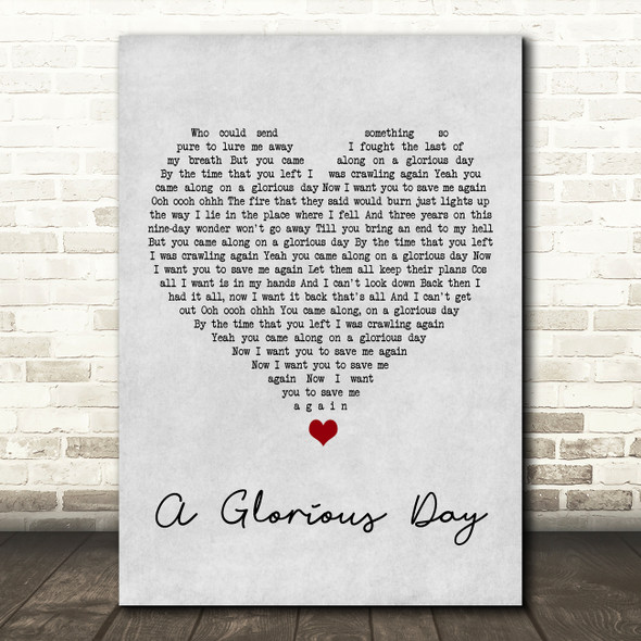 Embrace A Glorious Day Grey Heart Song Lyric Art Print