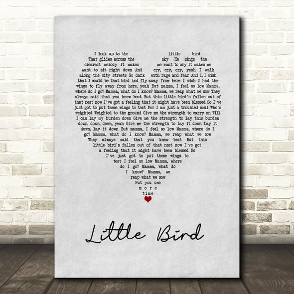 Annie Lennox Little Bird Grey Heart Song Lyric Art Print