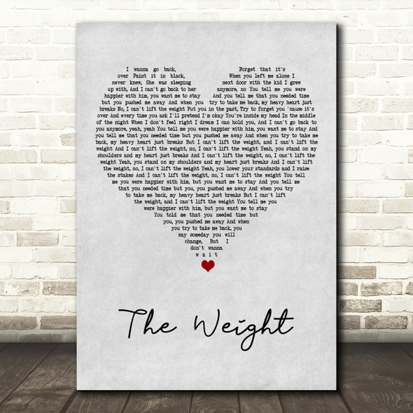 Shawn Mendes The Weight Grey Heart Song Lyric Art Print