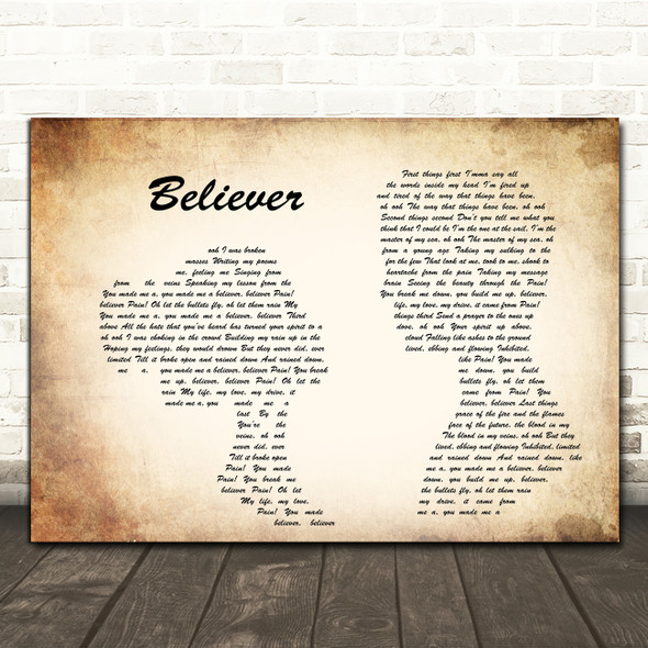 Imagine Dragons Believer Man Lady Couple Song Lyric Quote Print