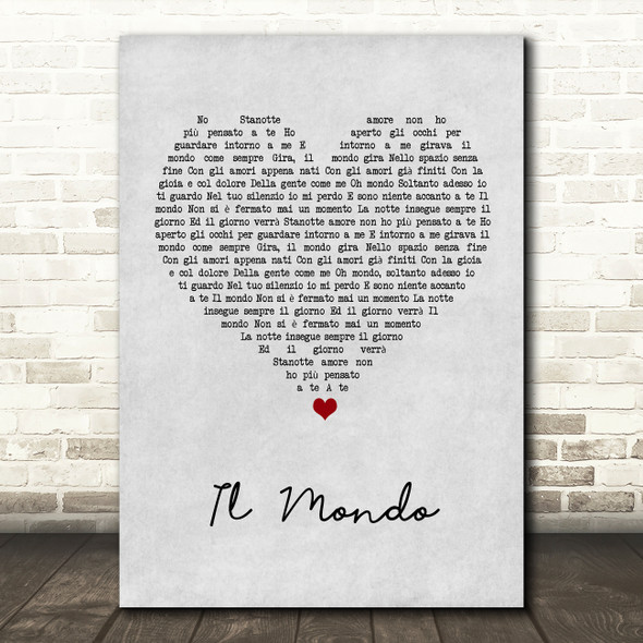 Il Mondo Il Mondo Grey Heart Song Lyric Art Print