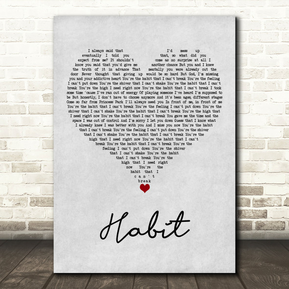 Louis Tomlinson Habit Grey Heart Song Lyric Art Print