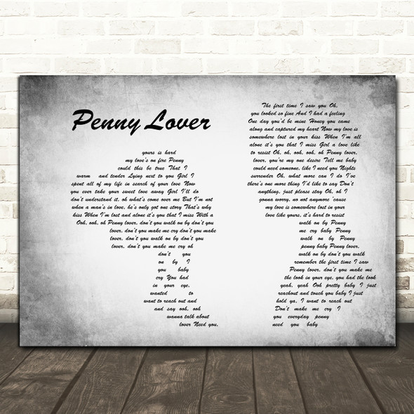Lionel Richie Penny Lover Man Lady Couple Grey Song Lyric Art Print