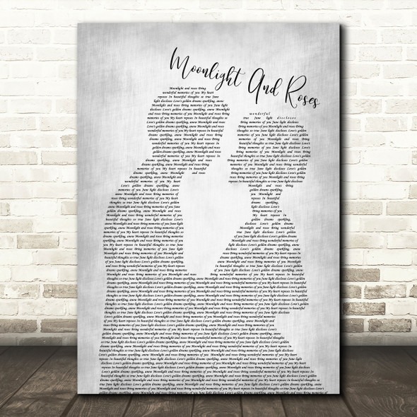 Jim Reeves Moonlight And Roses Man Lady Bride Groom Wedding Grey Song Lyric Art Print
