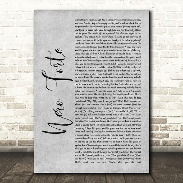 Slipknot Nero Forte Grey Rustic Script Song Lyric Art Print