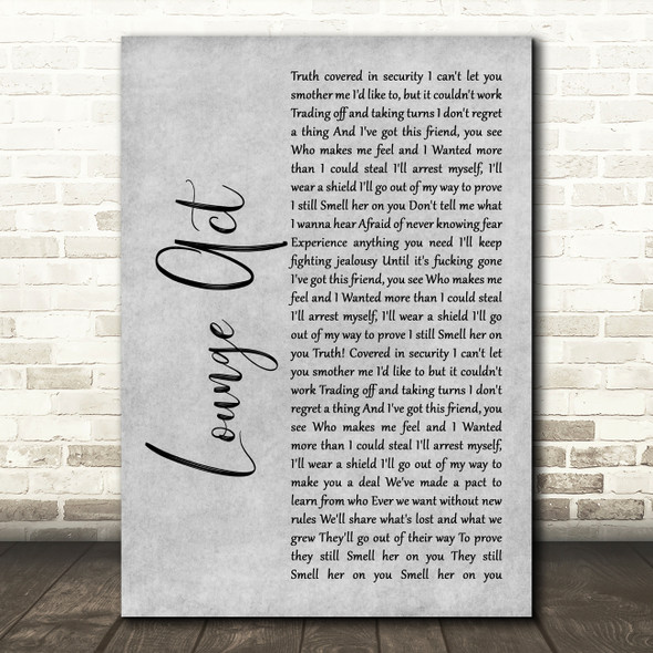 Nirvana Lounge Act Grey Rustic Script Song Lyric Art Print