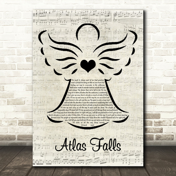 Shinedown Atlas Falls Music Script Angel Song Lyric Art Print