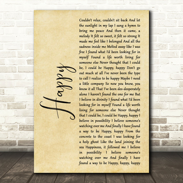 Marina & The Diamonds Happy Rustic Script Song Lyric Art Print