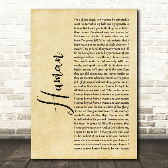 Imelda May Human Rustic Script Song Lyric Art Print