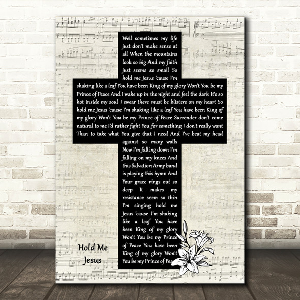 Rich Mullins Hold Me Jesus Music Script Christian Memorial Cross Song Lyric Art Print