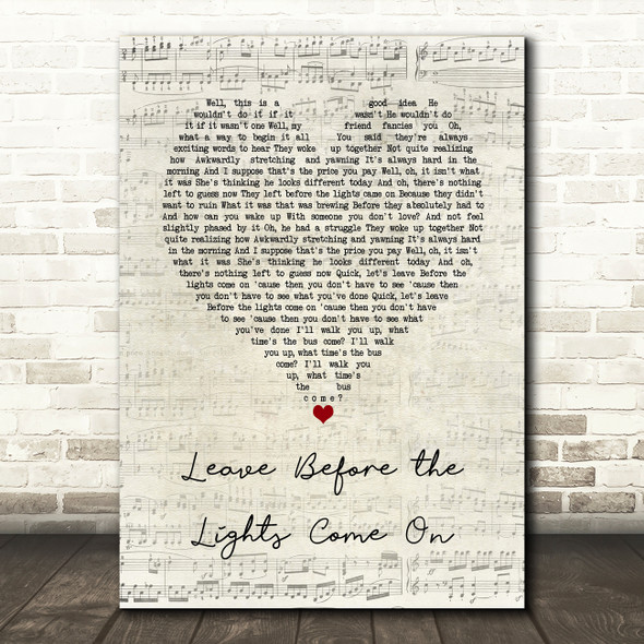 Arctic Monkeys Leave Before the Lights Come On Script Heart Song Lyric Art Print