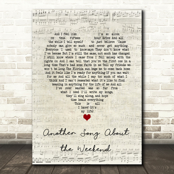 A Day to Remember Another Song About the Weekend Script Heart Song Lyric Art Print