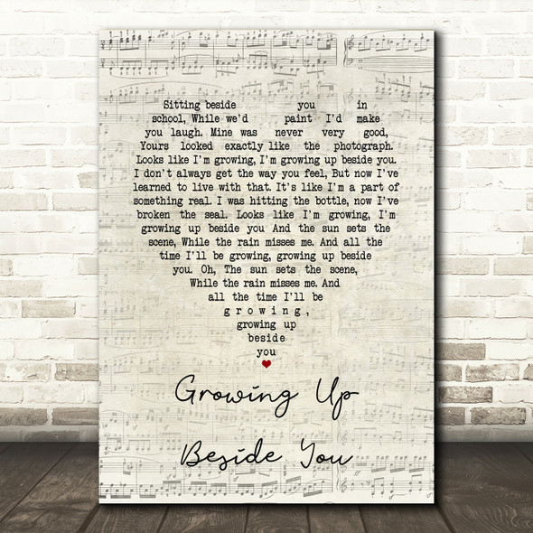 Paolo Nutini Growing Up Beside You Script Heart Song Lyric Art Print