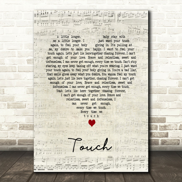 Josh Abbott Band Touch Script Heart Song Lyric Art Print