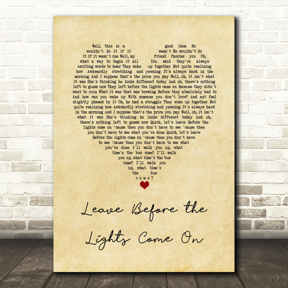 Arctic Monkeys Leave Before the Lights Come On Vintage Heart Song Lyric Art Print