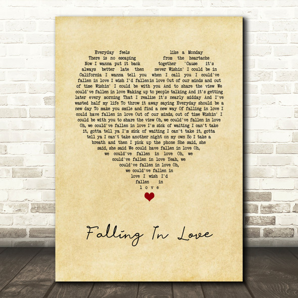 McFly Falling In Love Vintage Heart Song Lyric Art Print
