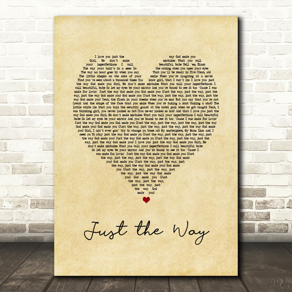 Blanco Brown & Parmalee Just the Way Vintage Heart Song Lyric Art Print