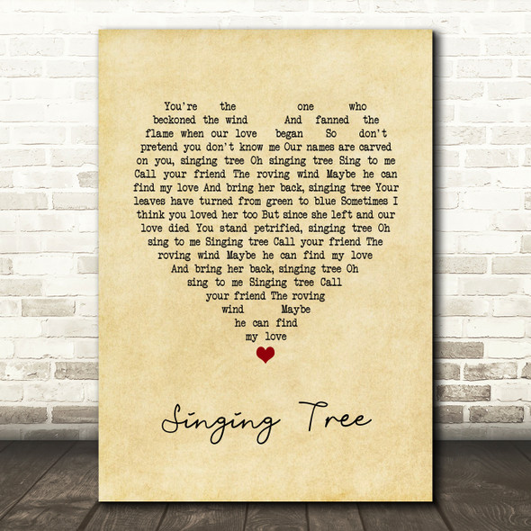 Elvis Presley Singing Tree Vintage Heart Song Lyric Art Print