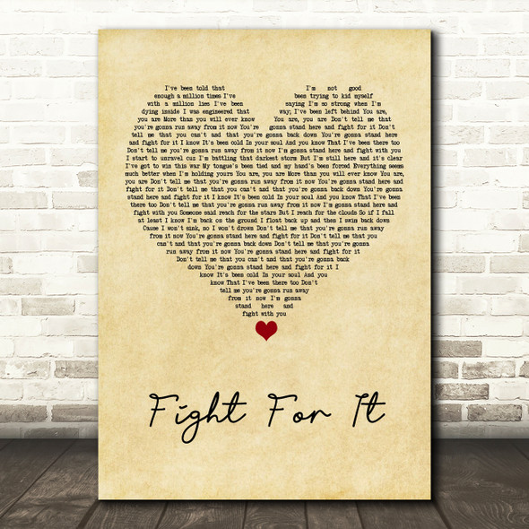 Lucy Spraggan Fight For It Vintage Heart Song Lyric Art Print