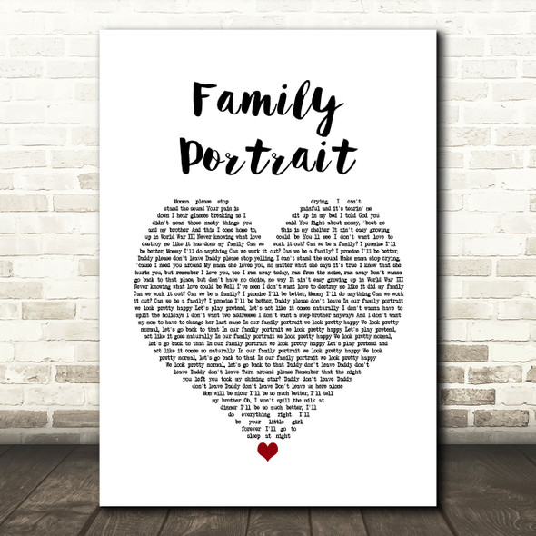 Pink Family Portrait Heart Song Lyric Quote Print