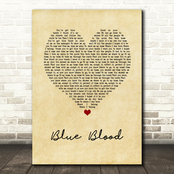 Foals Blue Blood Vintage Heart Song Lyric Art Print