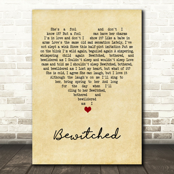 Frank Sinatra Bewitched Vintage Heart Song Lyric Art Print