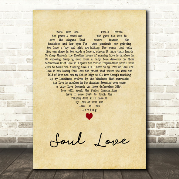 David Bowie Soul Love Vintage Heart Song Lyric Art Print