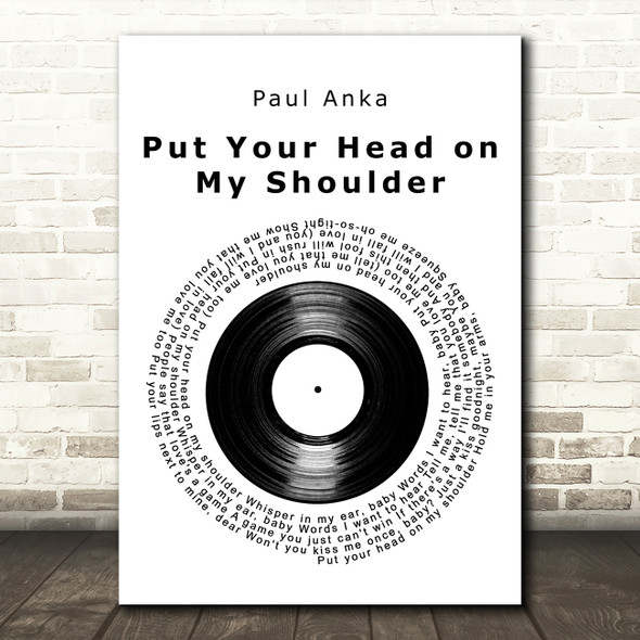 Paul Anka Put Your Head on My Shoulder Vinyl Record Song Lyric Art Print
