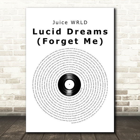 Juice WRLD Lucid Dreams (Forget Me) Vinyl Record Decorative Wall Art Gift Song Lyric Print