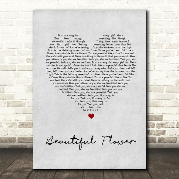 India Arie Beautiful Flower Grey Heart Song Lyric Quote Print
