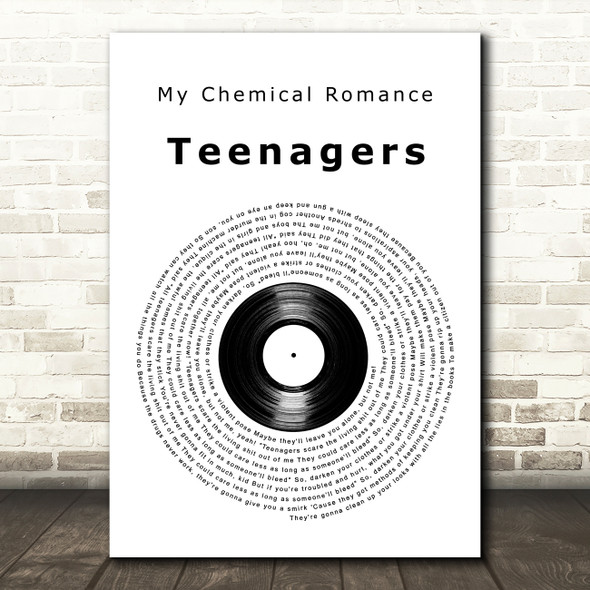 My Chemical Romance Teenagers Vinyl Record Decorative Wall Art Gift Song Lyric Print