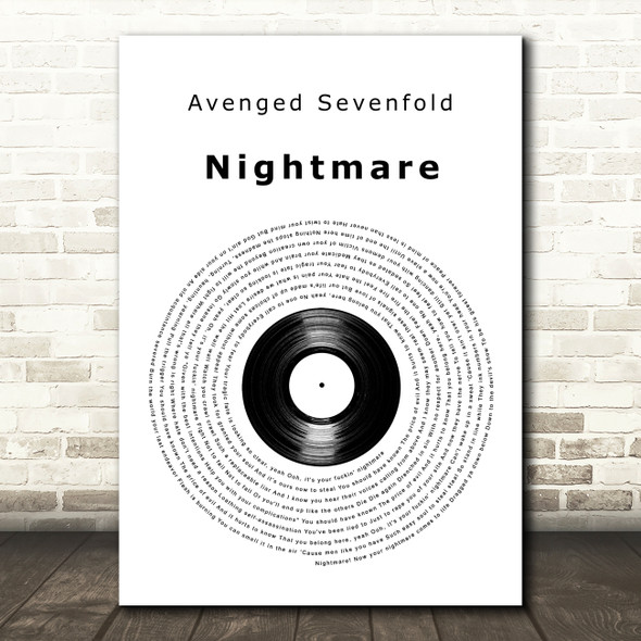 Avenged Sevenfold Nightmare Vinyl Record Decorative Wall Art Gift Song Lyric Print